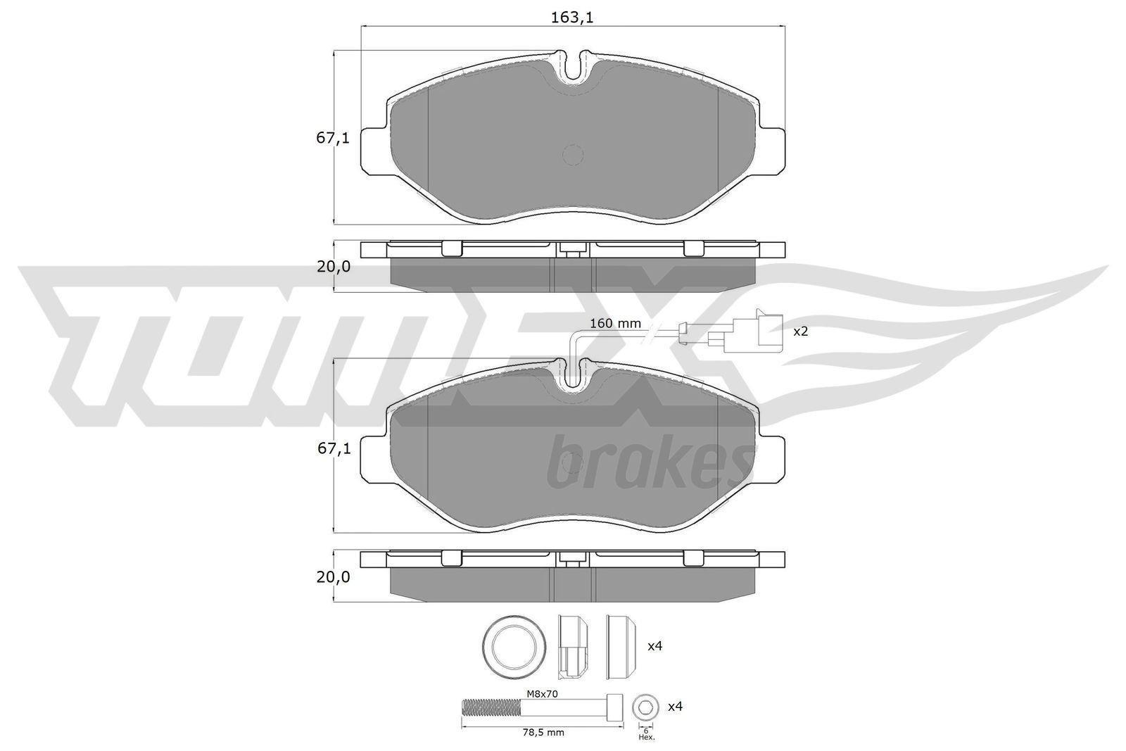 Obrázok Sada brzdových platničiek kotúčovej brzdy TOMEX Brakes  TX15861